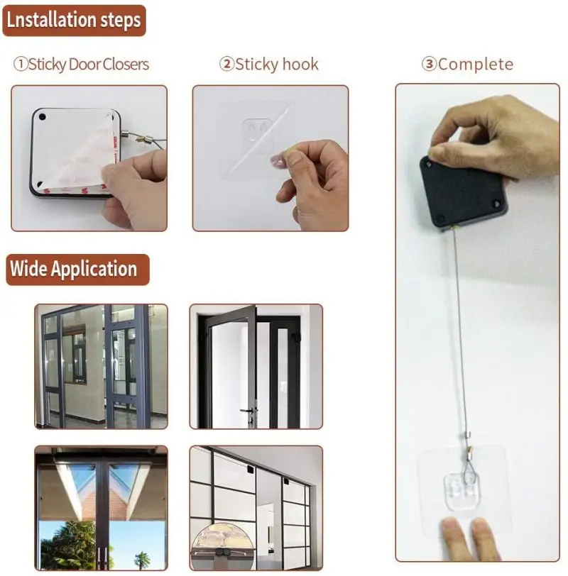 Automatic Sensor Door Closer Punch-Free Adjustable Surface Door Stopper Automatically Close Door Bracket Closer Home Improvement