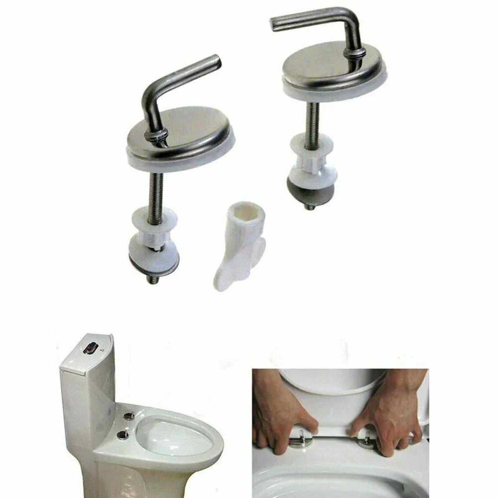 2 Chiếc Nắp Bồn Cầu Bản Lề Vệ Sinh Ghế Cố Định Lắp -- Mặt Sau Thép Không Gỉ Để Treo Tường Thay Thế Bản Lề Gắn Phụ Kiện Thay Thế