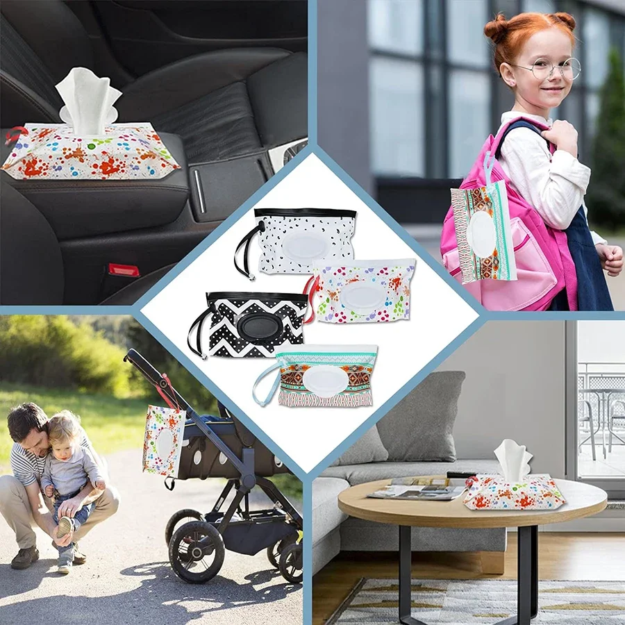 Baby Natte Doekjes Pouch Leuke Snap-Strap Hervulbare Natte Doekjes Tas EVA Flip Cover Tissue Box Outdoor Nuttig Kinderwagen accessoire