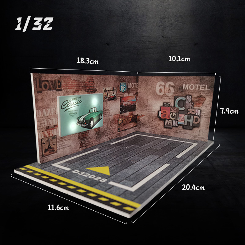 ジオラマ 1/32 車のガレージ駐車場モデル LED 照明 PVC ガレージ DIY シーンダイキャストカーモデル子供のためのクリスマスプレゼント