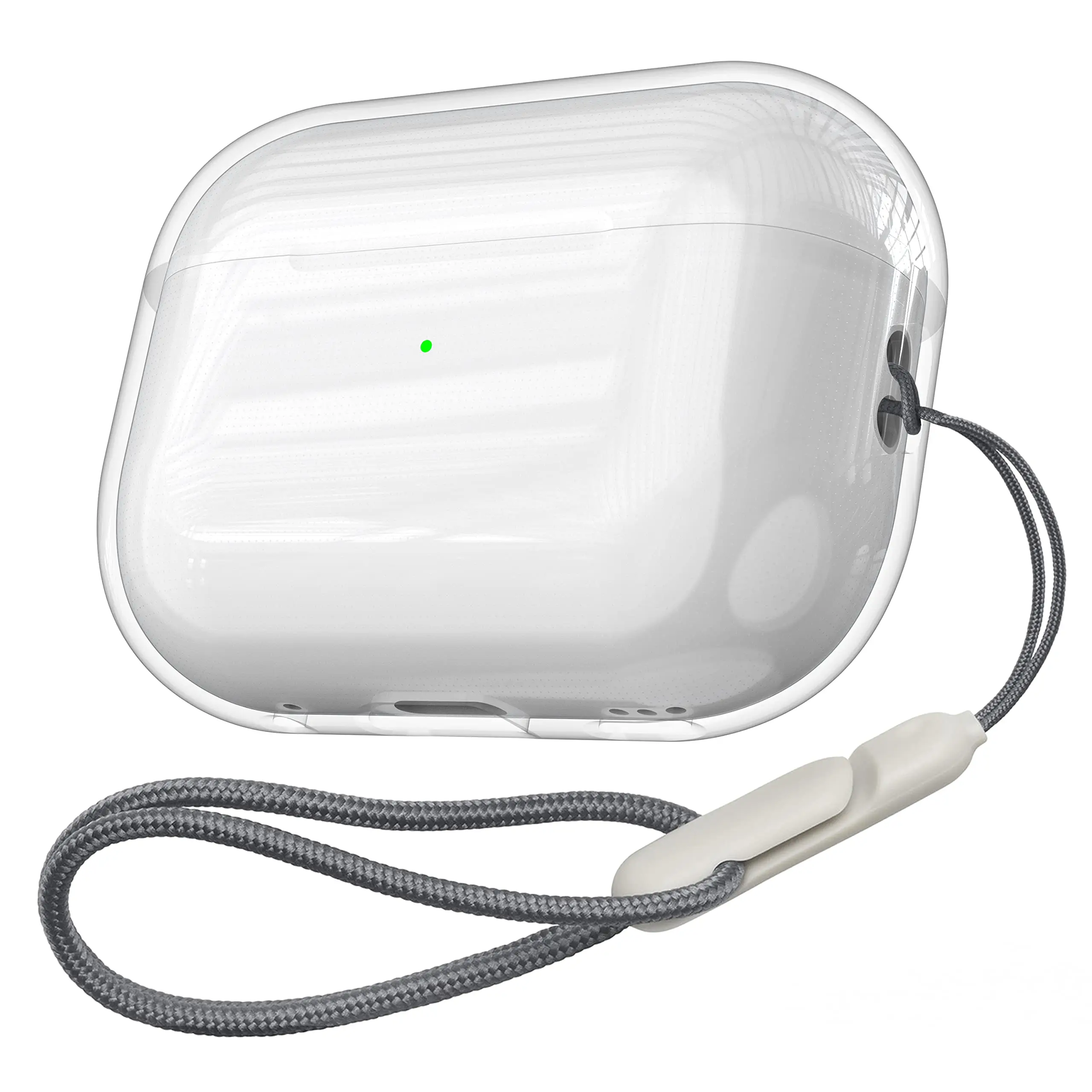 Custodia trasparente compatibile con AirPods Pro 4 3 2 1, cover protettiva in morbido TPU [Anti-ingiallimento] [Antiurto] con cordino