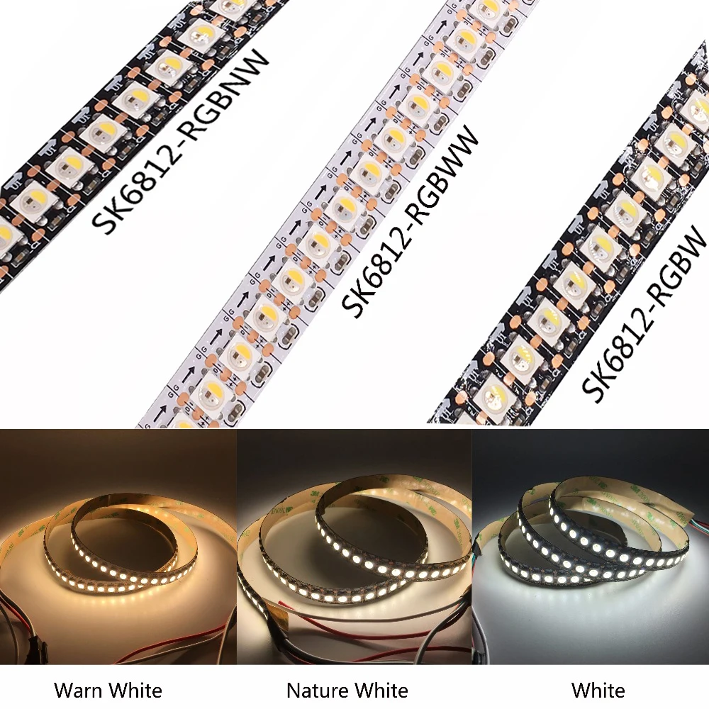 DC5V SK6812 RGBW (simile WS2812B) 4 in 1 30/60/144 LED/pixel/m Striscia LED indirizzabile individuale 1-5M IP30/IP65/IP67