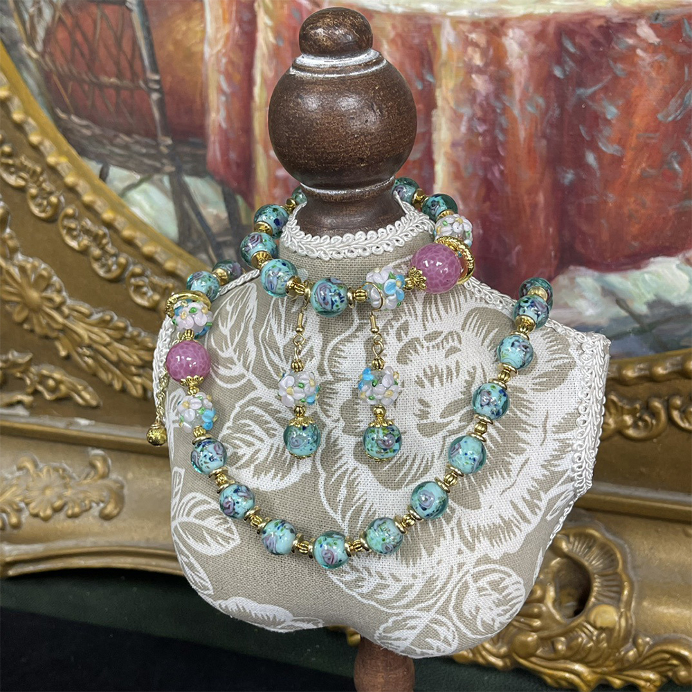 Vintage hecho a mano cuentas de cristal suéter cadena pendientes collar para mujer chica gargantilla accesorios de joyería