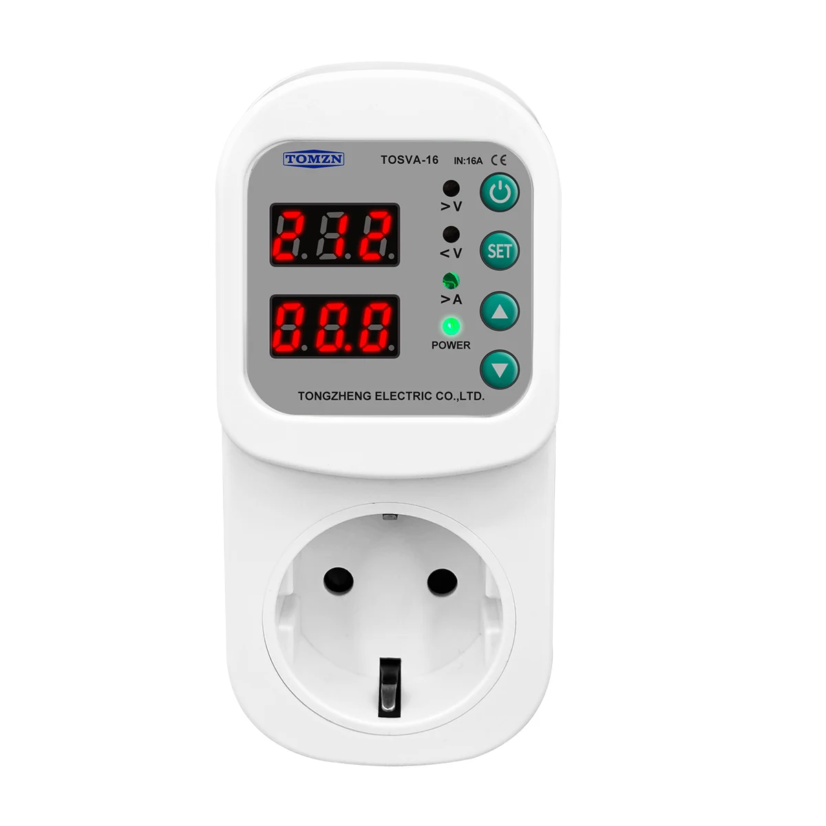 TOMZN Protector de corriente de voltaje automático enchufe AC 110V 220V ajustable 16A Protector contra sobretensiones enchufe de la UE TOSVA-16