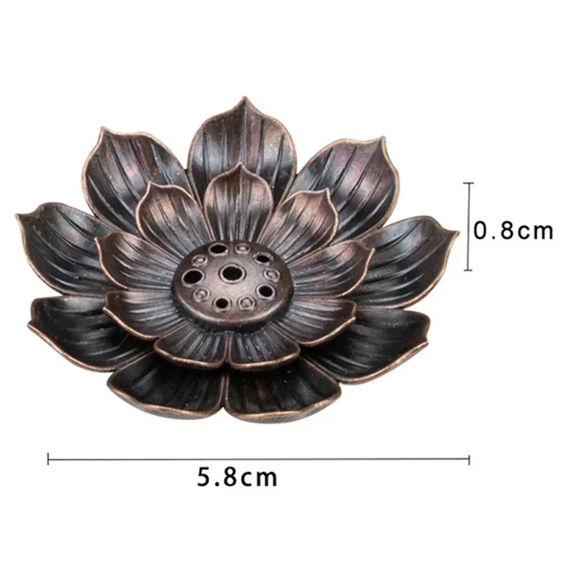 ใหม่ 1PC ธูป Burner Stick ผู้ถือแผ่นพระพุทธศาสนา Lotus Censer Nasturtium Bronze ธูป Burner