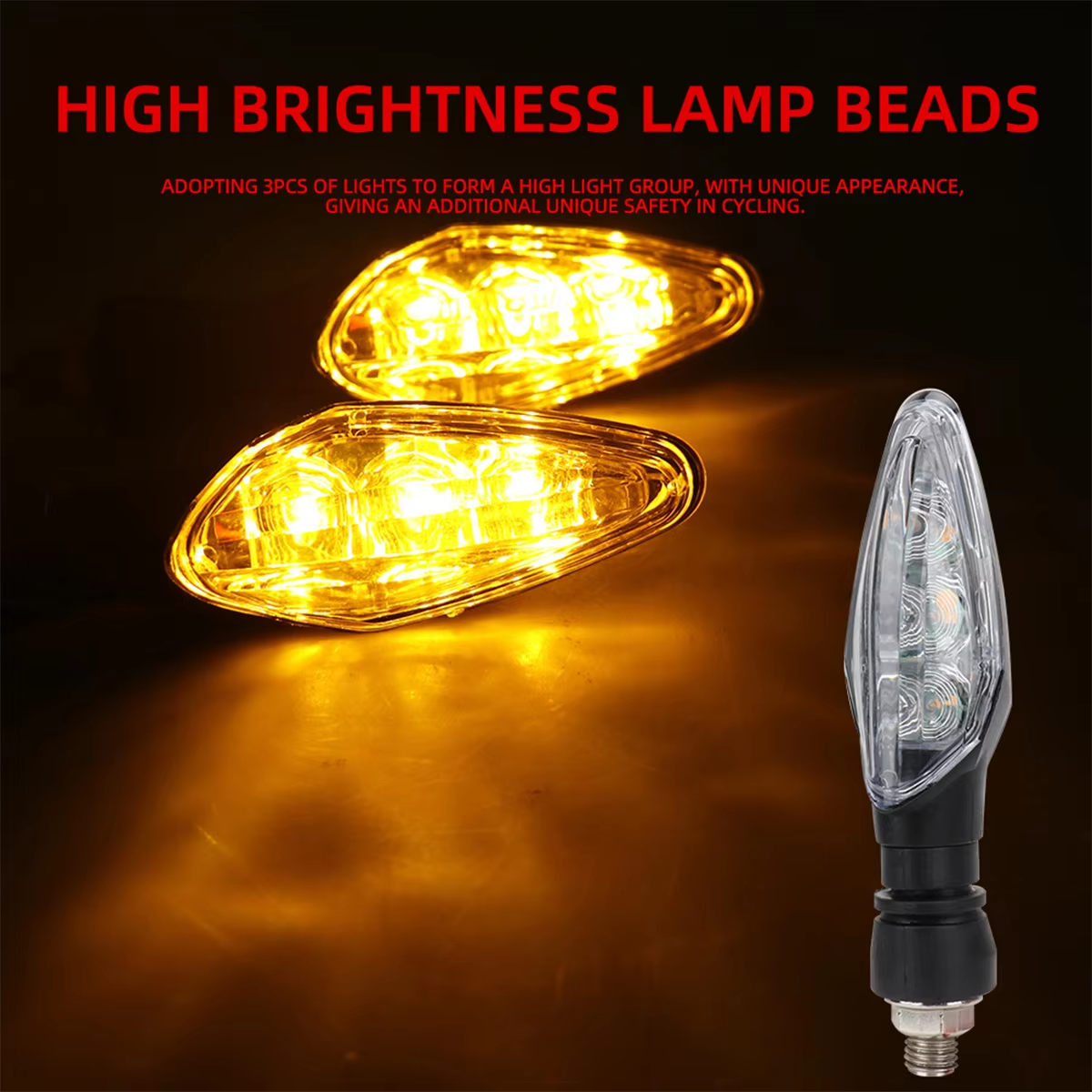 2Pcs 3led Motorfiets Signaallichten Rijden Licht Achterlicht Waarschuwingslampje Versieren Richtingaanwijzers Geen Knipperende Drl