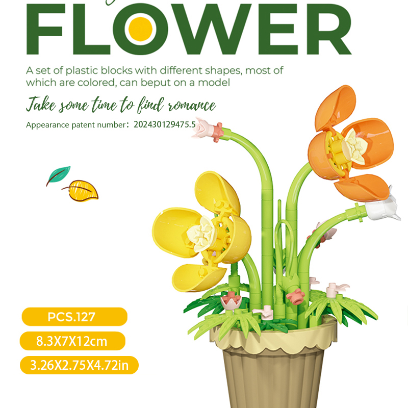 Bouwsteen Bloem Simulatie Boeket Kleine Deeltjesassemblage Puzzel Speelgoed Kinderen Handgemaakt Diy Potblad Ornament