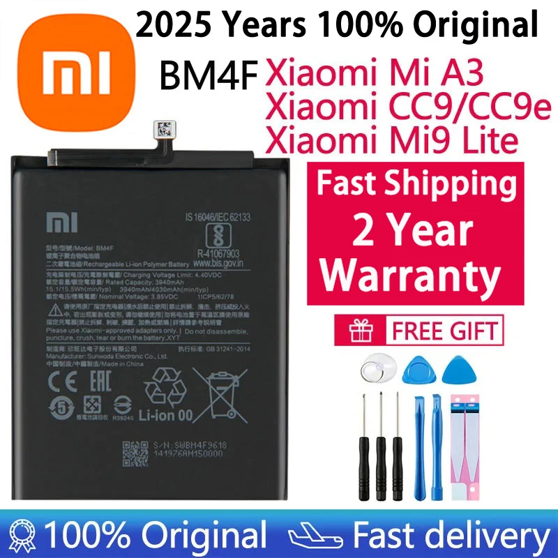 2025 Years 100% Original Battery BM3E BM3L BM3M BM4F For Xiaomi Mi 9 / Mi 9 Lite A3 CC9 CC9e / Mi 9 SE / Mi 8 / Phone Batteries
