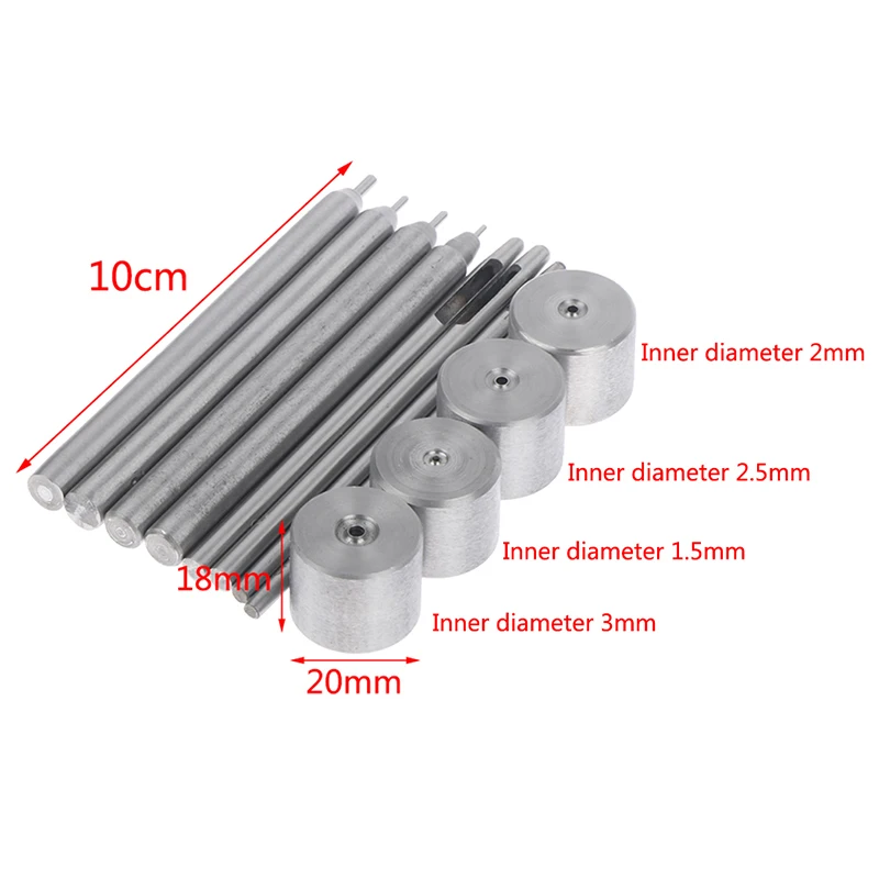 3 Mini Dây Giả Grommet Lắp Đặt Dụng Cụ Dập Lỗ 1.5Mm 2Mm 2.5Mm Lỗ Nhà Búp Bê Quần Áo Tự Làm Các Bộ Phận phụ Kiện