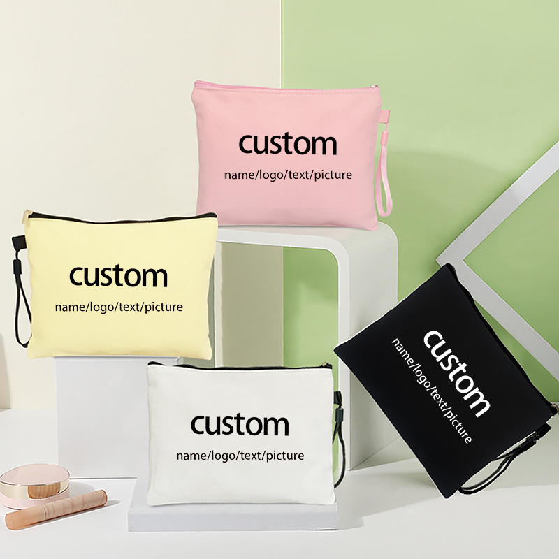 Bolsas de lona personalizadas con nombre/logotipo/texto/imagen, Kit de aseo para profesores/regalo de cumpleaños, bolsa de entrenador de cosméticos, Mini bolsa de maquillaje