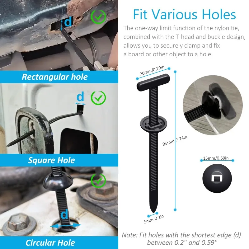 Multi-Purpose Self-locking Nylon Cable Tie Multi-Purpose Car Fender Engine Guards Underbody Panel Retainer Strap Set Screw Clips