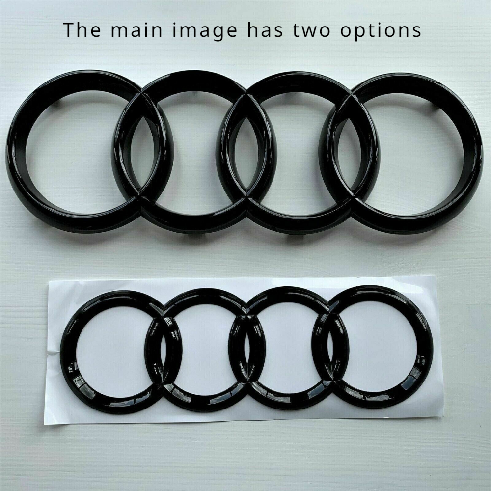 4 Ring logo ABS Silver/Black Car Hood Front Bonnet Grill Rear Trunk Emblem Badge Sticker For Audi A3 A4 A5 A6 A7 Q2 Q3 Q5 Q8 TT