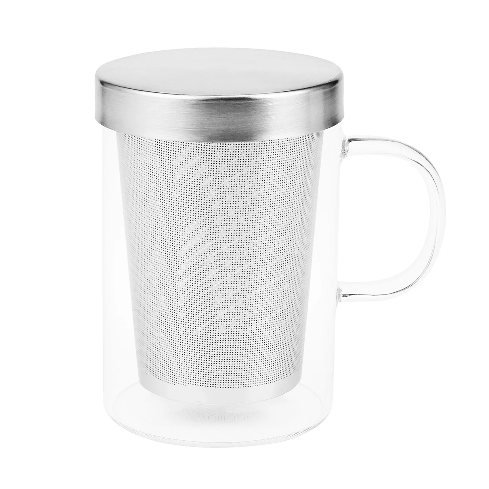 Viagem resistente ao calor de vidro chá infusor caneca com tampa de aço inoxidável Copo de café Copo de cozinha grande 500ml