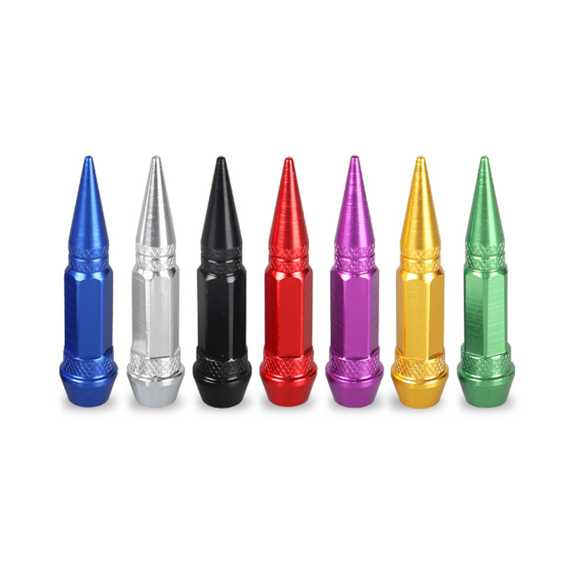 4Pcs Bullet Valve Caps Car Motorcycle Wheel Tire Valve Caps Dustproof Cover 45mm Spiked Valve Caps Auto Exterior Accessories