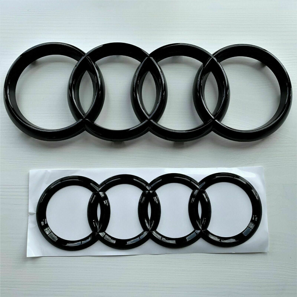 4 anillos ABS capó de coche capó delantero parrilla maletero trasero emblema Logo insignia pegatina para Audi A3 A4 A5 A6 A7 Q2 Q3 Q5 Q8 TT