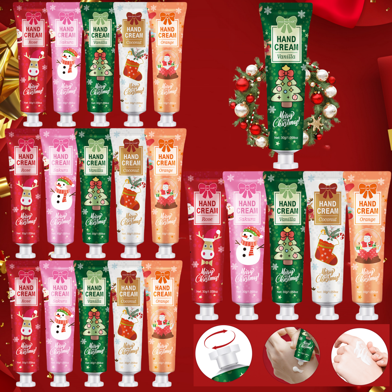 20 peças conjunto de presente de creme para as mãos de natal-hidratante cremoso para mãos secas, presente perfeito para mulheres, cuidados diários para as mãos