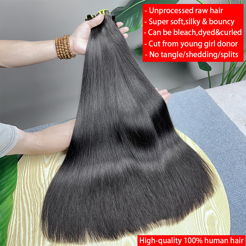15A Vietnamese Ruwe Haar Bundels Bone Straight Bundels 100% Onverwerkte Virgin Human Hair Extensions Dubbele Inslag 10-36Inch # 1B