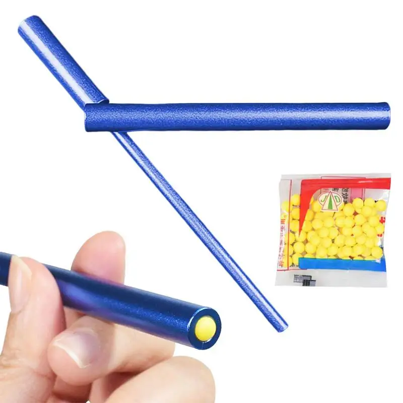 Mini lanzador de bolas pequeñas de aleación suave para niños, tubo craquelado, juego de disparos de bambú, juguetes de grietas interesantes