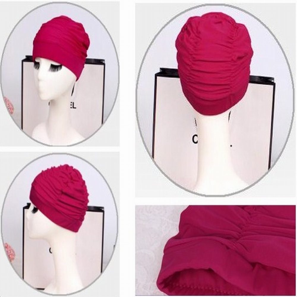 Drape Stretch Seaside Fold Badekappe Hut Sexy Lady Damen Mädchen Langes Haar Badekappe Stretch Hut Drape Bathing Badekappe