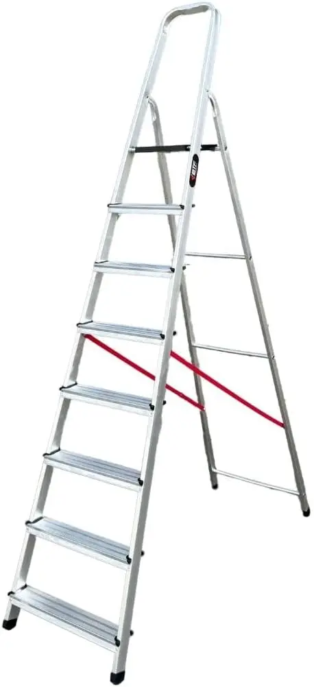 BTF - Escalera Tijera Plegable - 8 Peldaños en Aluminio - Escaleras Plegables Aluminio Hecho en Europa Portátil y Plegable.