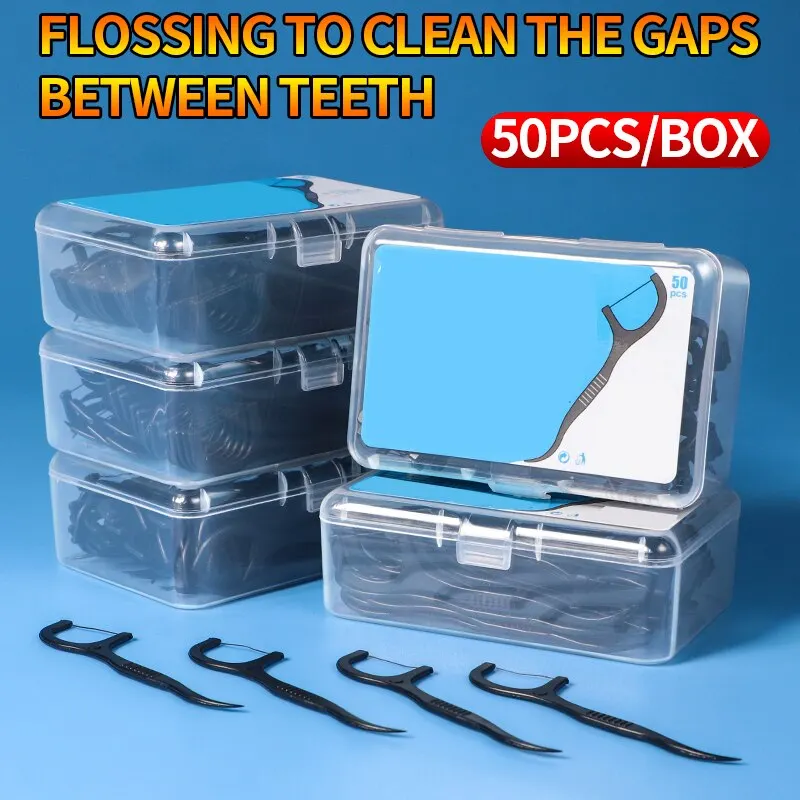 150pcs Dental Floss Plastic Toothpicks Disposable Cleaning between Teeth Portable Box Oral Hygiene