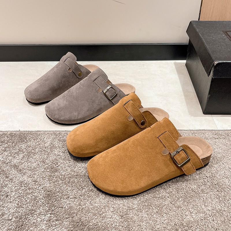 Half drag sandals Clogs For Women Fashion Cork Suede Mules Slipper Classic Cork Antislip For Outdoor Slippers With Arch