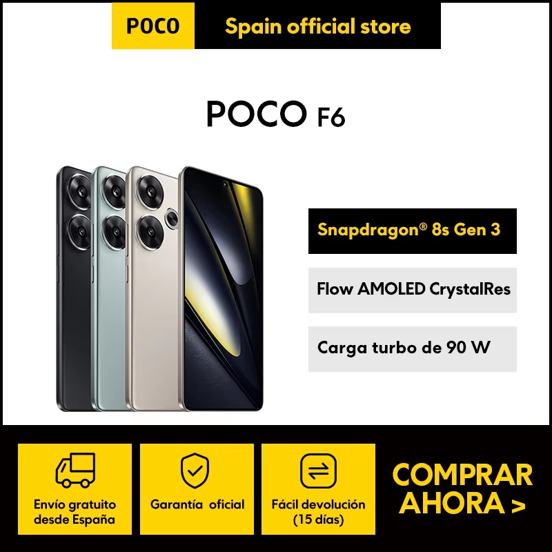 Estreno mundial POCO F6 Smartphone Versión global Snapdragon ® 8s Gen 3 NFC 120Hz Flujo AMOLED 90W Turbo Carga 5000mAh Batería