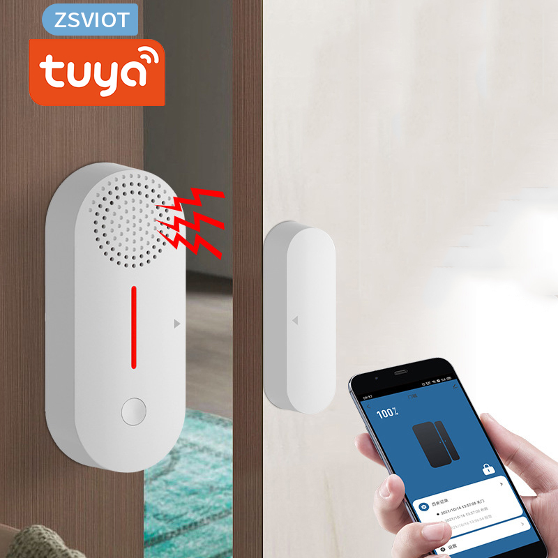 Tuya inteligente wi fi porta janela sensor de som wi fi alarme segurança porta aberta fechada detectores app controle remoto tempo braço e desarmar