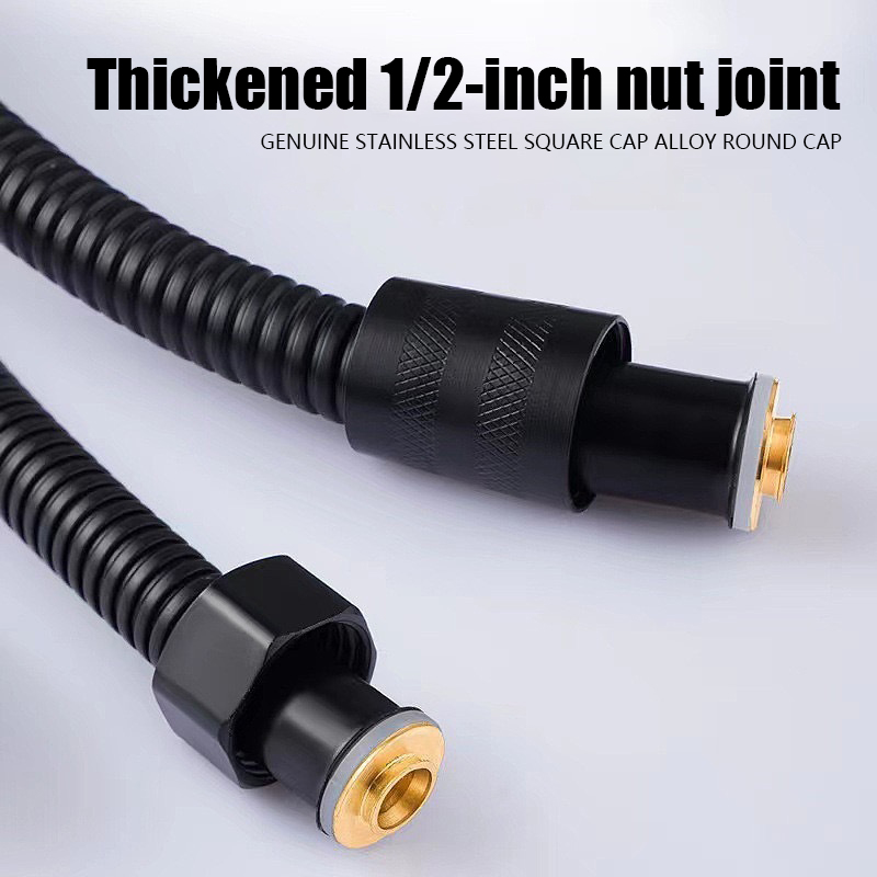 Black stainless steel shower hose, bathroom shower accessories, electroplated hose