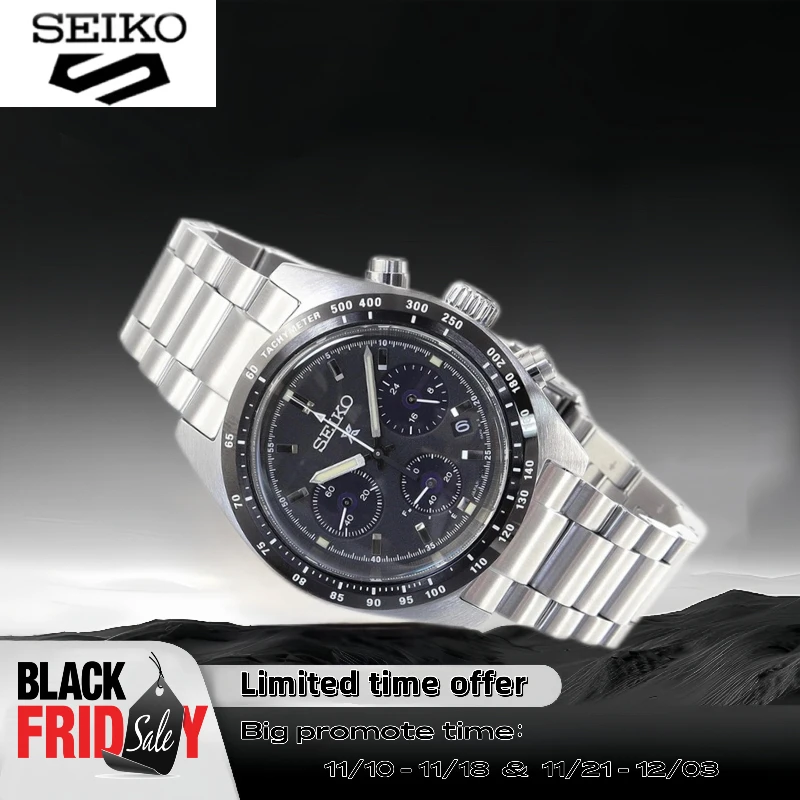SEIKO Original Automatic SSC813P1 Panda Three Eyes Series  Watch Multi Functional Waterproof Watch Calendar Quartz Men's Watches