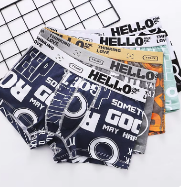 Bokserki męskie z bawełny, oddychające, wygodne, z nadrukiem, seksowne