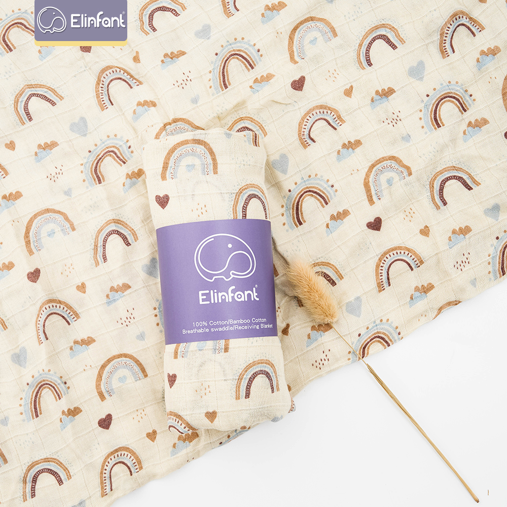 Пеленки Elinfant из бамбукового хлопка, 120x110 см, детское одеяло из муслина, милое мягкое детское полотенце с принтом
