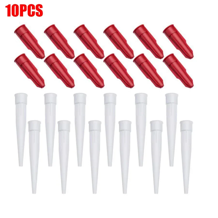 10 ชิ้นอะไหล่ซิลิโคนหัวฉีด Sealant ชุดเครื่องมือ Re - sealable Mastic ตลับหมึกอะไหล่หัวฉีดสกรูสําหรับกาวท่อ