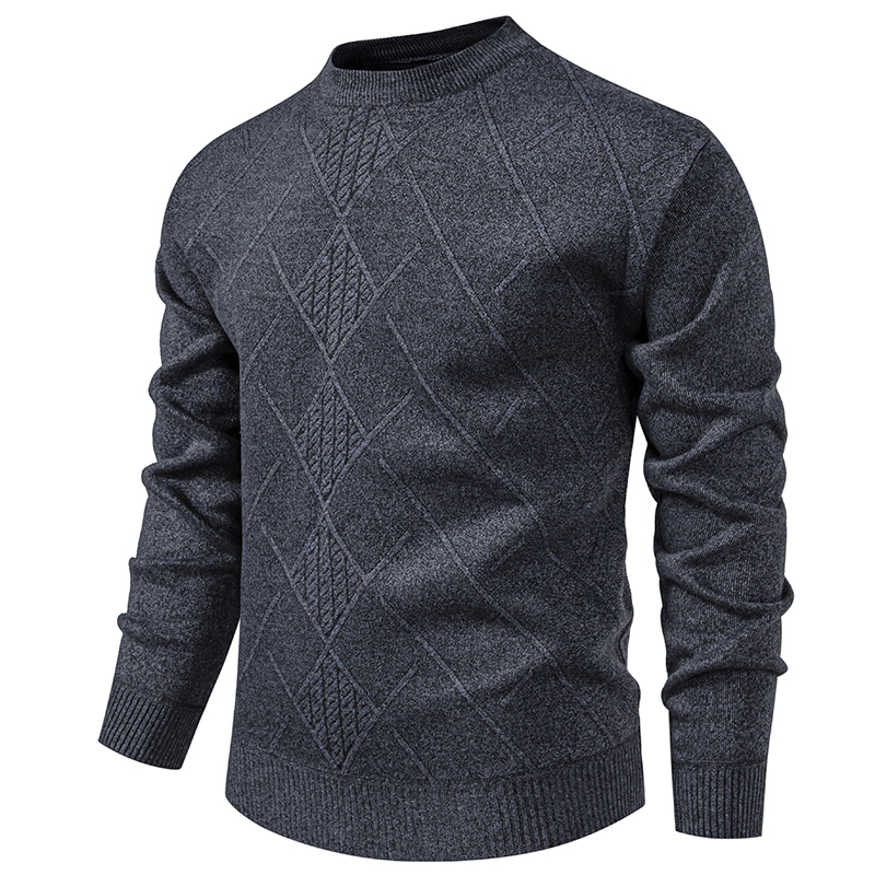 Outono inverno grosso malha pullovers masculino cor sólida geométrica moda fino ajuste blusas de malha dos homens quente casual tricô camisola