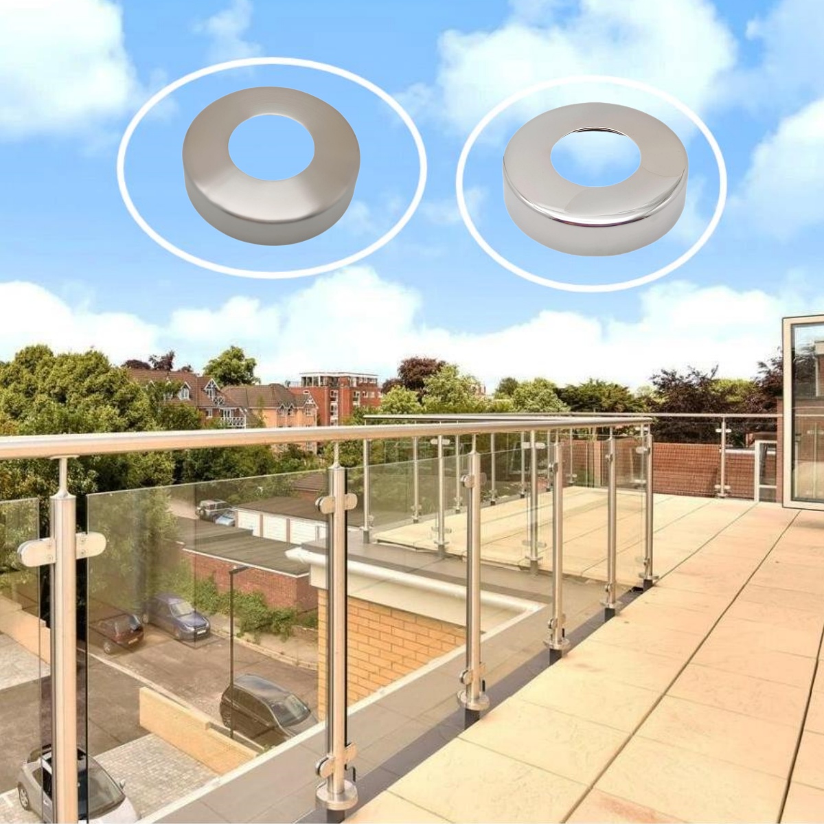 Tampa da placa base do poste do corrimão da escada de aço inoxidável 304 de alta qualidade para trilhos de 48,3 mm