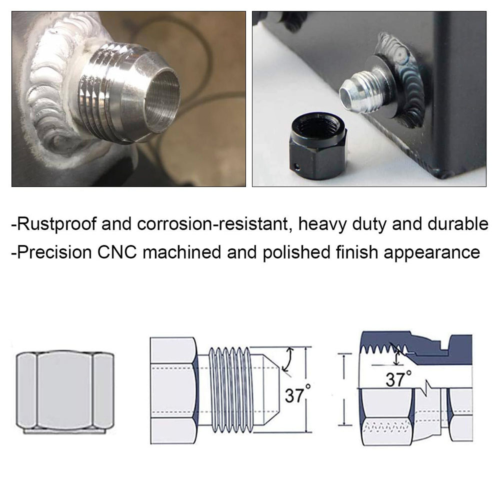 CNSPEED AN6 AN8 AN10 AN12 AN16 AN20 Aluminium Nitrous Slangfitting Mannelijke Billet Rechte Mannelijke Lasfitting Adapter Lasstop