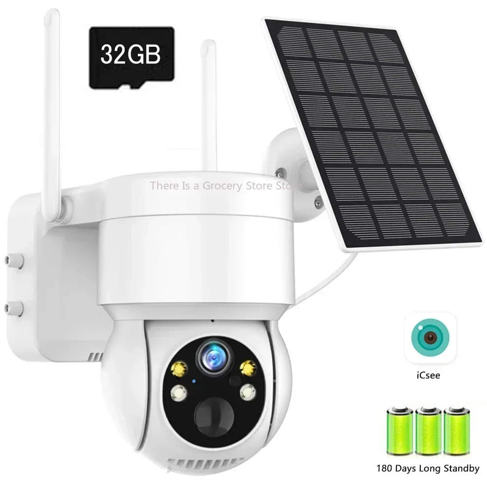 Zewnętrzna kamera sieciowa WiFi, solarna, bezprzewodowa, 4MP HD, wbudowany akumulator, kamera do monitoringu wideo, długi czas czuwania, aplikacja ICsee