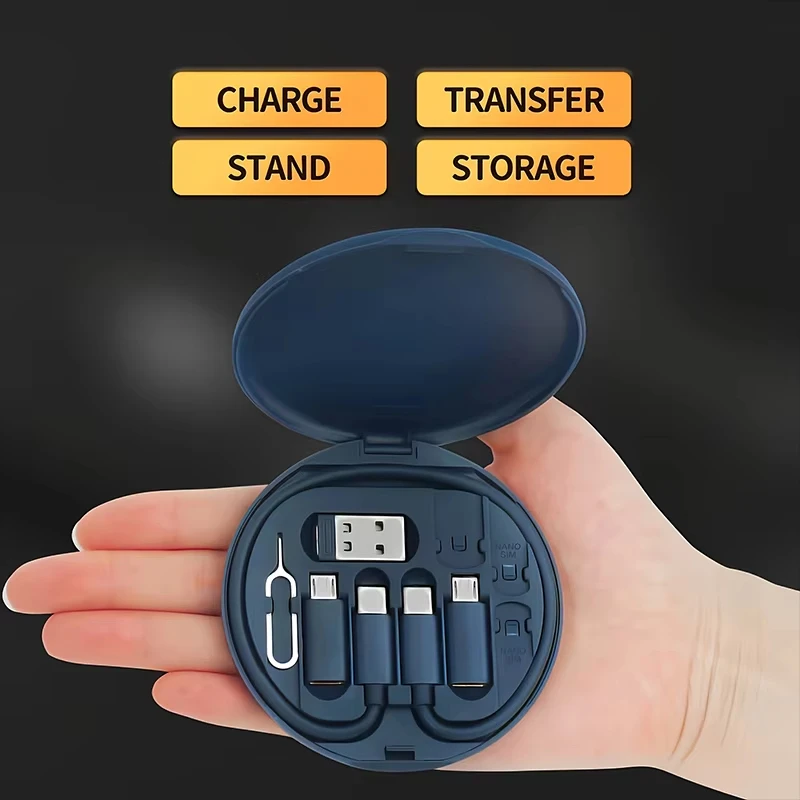NNBILI 60W Type-C naar USB C naar Micro naar iP snellaadkabeladapterset voor IPhone 14 15 13 11 OTG-converter Multi-opbergdoos