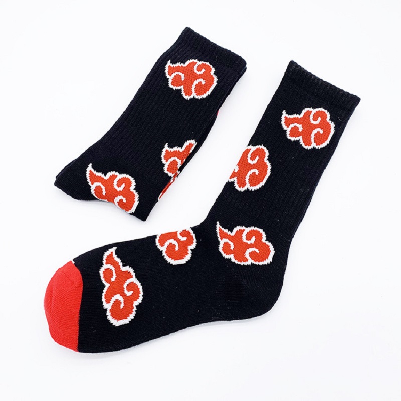 Halloween Anime Red Cloud Akatsuki Calzini di alta qualità Ninja Calzini di cotone per adulti unisex Cosplay Calzini da esterno per uomo e donna