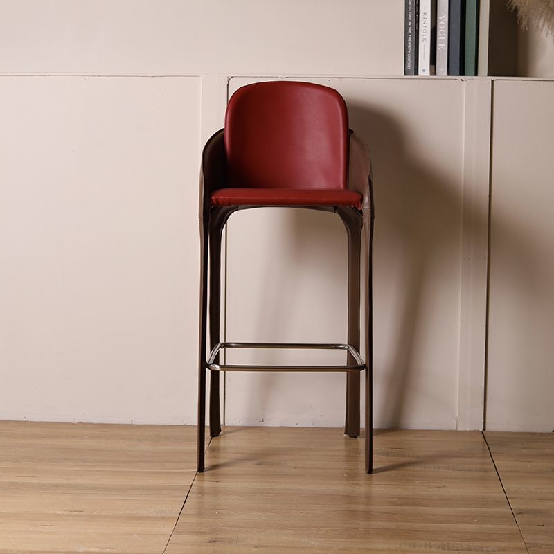 Leichter Luxus-Bar stuhl im italienischen Stil, moderner und einfacher Hochstuhl aus Sattel leder