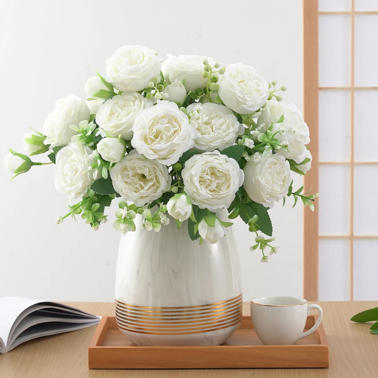 1pc 造花装飾用造花シルク牡丹フェイクブーケプラスチックアレンジメントホームブライダルウェディングパーティー