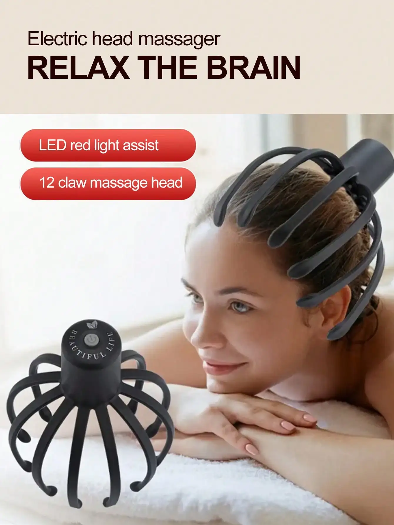 Intelligentes elektrisches Oktopus-Kopfmassagegerät, Seelextraktion, zum Kratzen von Meridian, Baggerarbeiten, Kopfhautmassage und Entspannungswerkzeug