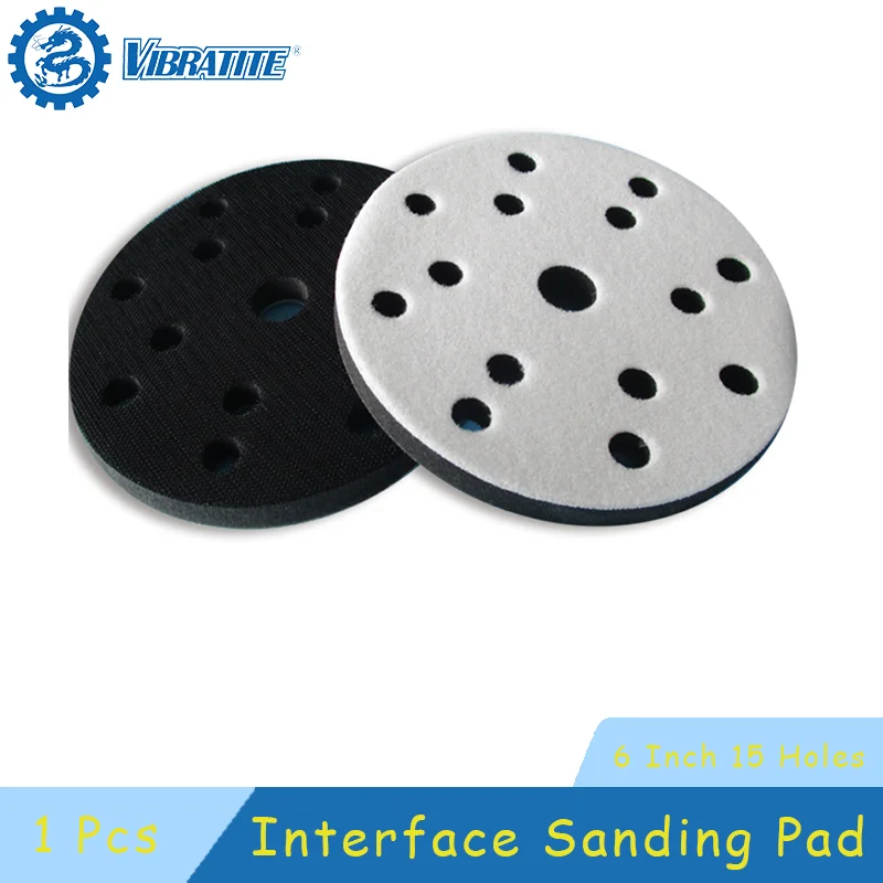 6 Inch 15 Holes Interface Sanding Pad Interface Pad 1 Pcs 150mm Diameter Soft Buffer Sponge Interface Cushion Pad for Sanding