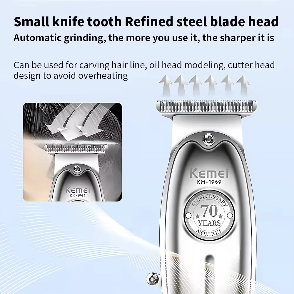 Kemei KM-1949 złota lub srebrna całkowicie metalowa elektryczna maszynka do strzyżenia włosów KM-2028 akumulatorowa golarka męska profesjonalny bezprzewodowy trymer