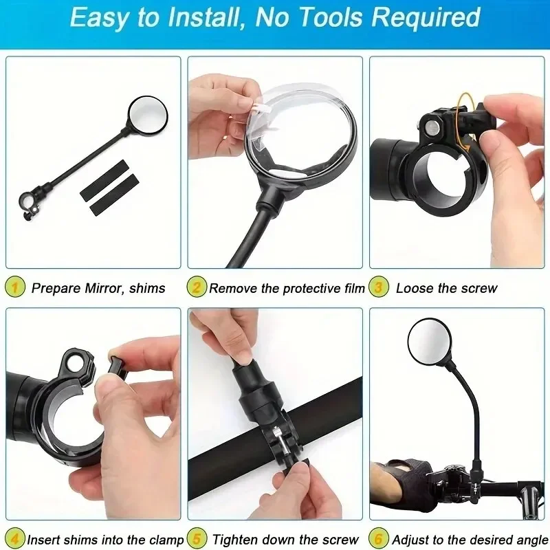 Espejos retrovisores para manillar de bicicleta, giratorios 360 para bicicleta de montaña y carretera, manguera flexible, espejo retrovisor ajustable