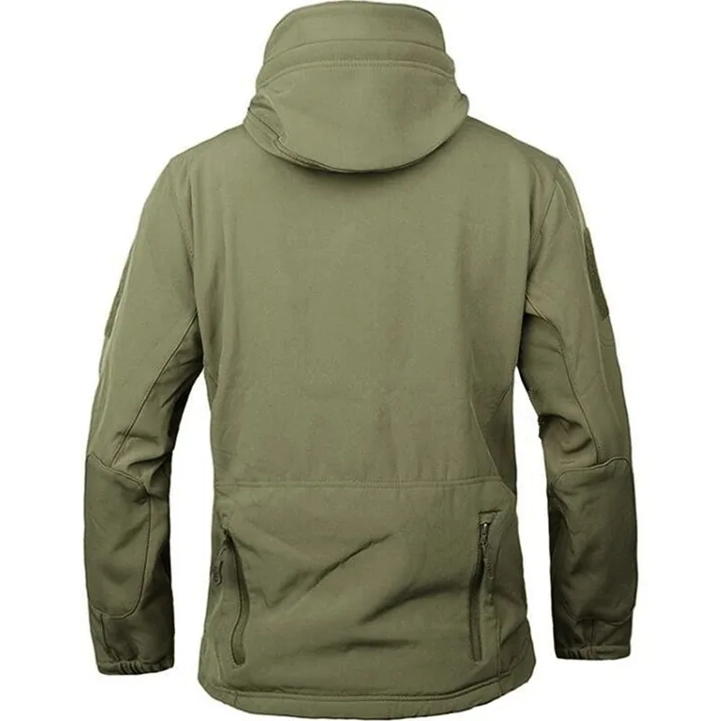 ผู้ชายHooded Casualทหารยูทิลิตี้กลางแจ้งแจ็คเก็ตแฟชั่นSharkskin Soft-Shellยุทธวิธีกันน้ําCombat Bomber Jacket