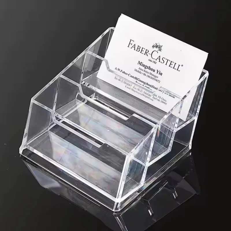 1PCS 카드 보관 상자, 명함 홀더, 창의적인 투명 아크릴, 대용량 명함 상자, 데스크탑 카드 상자