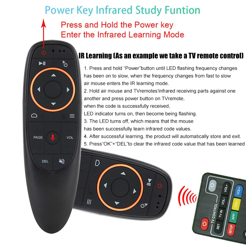 G10S Air Mouse Voice Remote Control 2.4G Wireless Gyroscope IR Learning for H96 MAX X88 PRO Android TV Box HK1