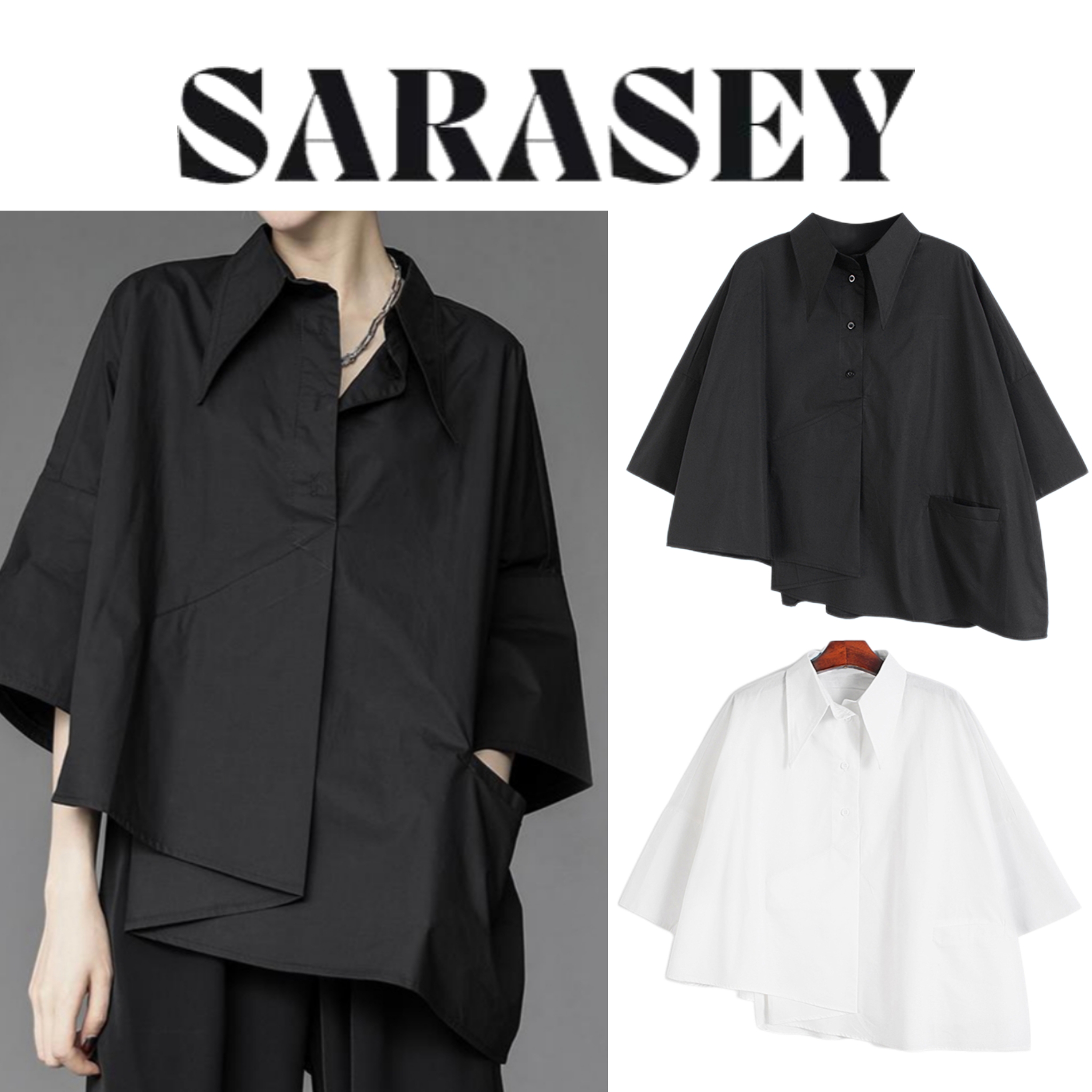 2025 Dames Shirt Driekwart Mouw Blouse Onregelmatige Zoom Single-breasted Effen Kleur Losse Revers Zomer Lente Shirt Top