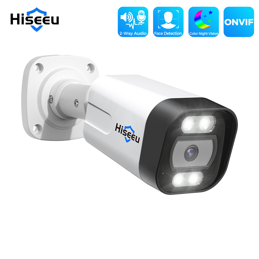 Hiseeu 5MP POE Полноцветная Веб камера двухсторонняя аудио водонепроницаемость Домашняя Камера видеонаблюдения H.265